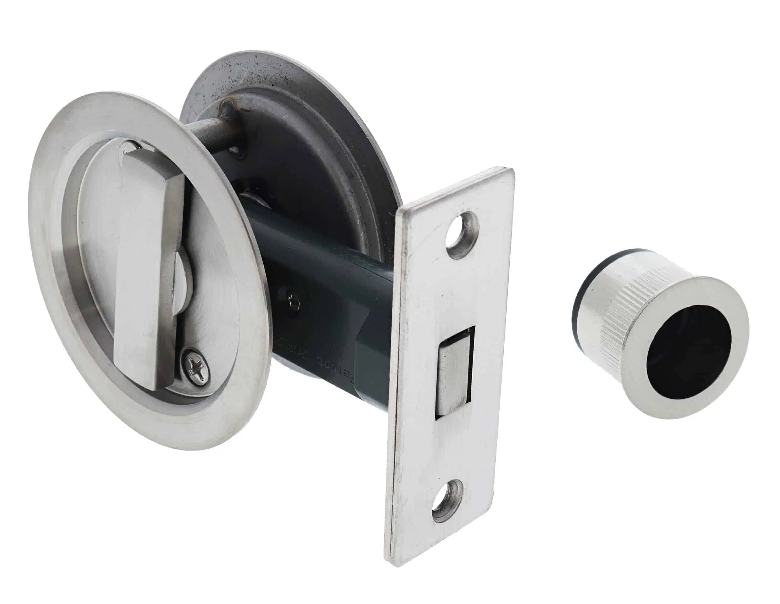 Nidus SCD Cavity Sliding Door Lock Round Privacy - Brushed Stainless (SCD-PRI-RD-SS) - Image 3