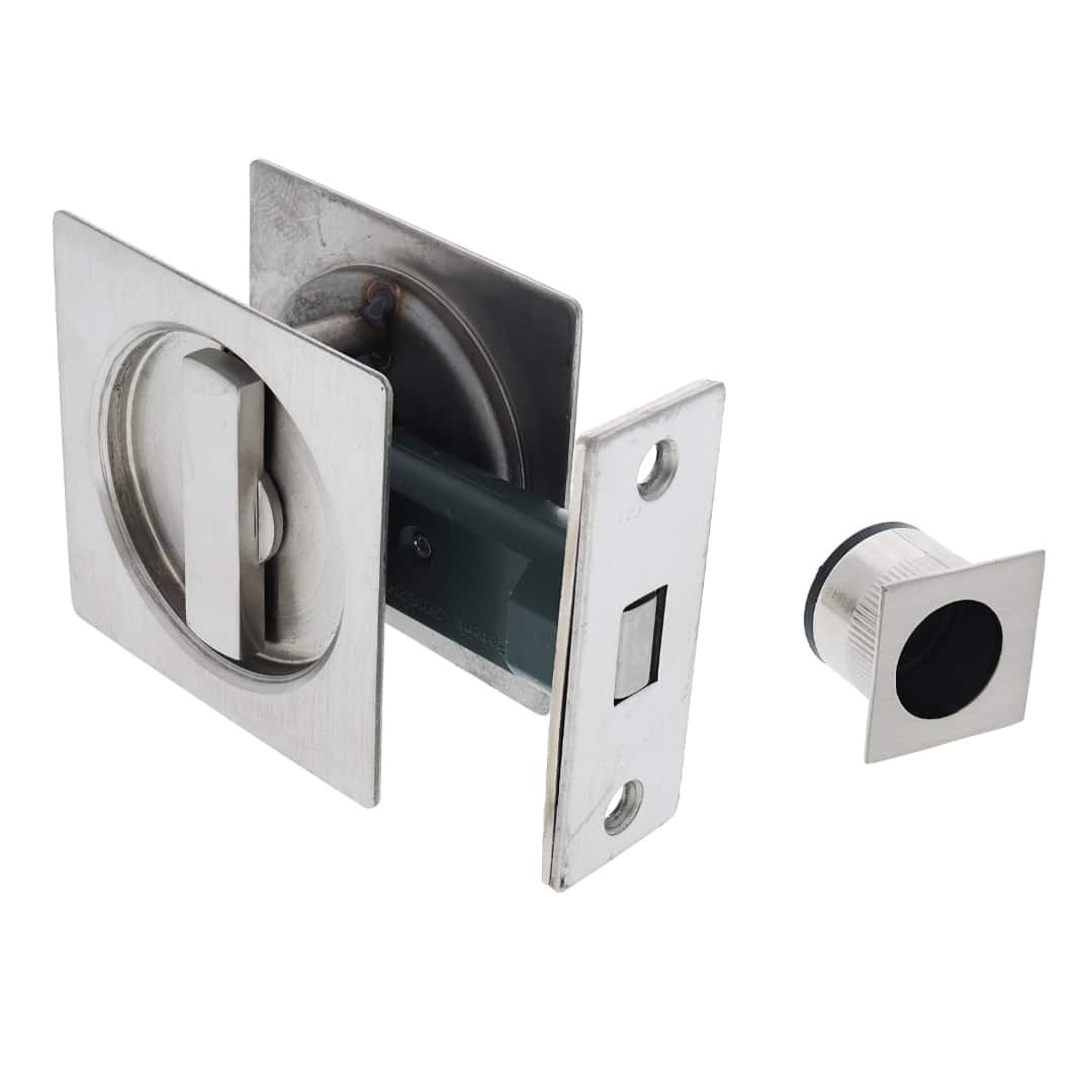 Nidus SCD Cavity Sliding Door Lock Square Privacy - Brushed Stainless (SCD-PRI-SQ-SS) - Image 1