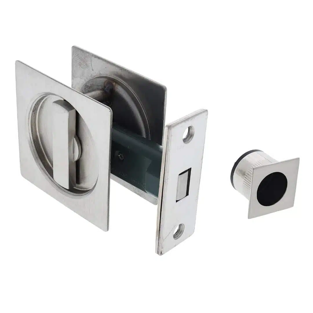 Nidus SCD Cavity Sliding Door Lock Square Privacy - Brushed Stainless (SCD-PRI-SQ-SS) - Image 1
