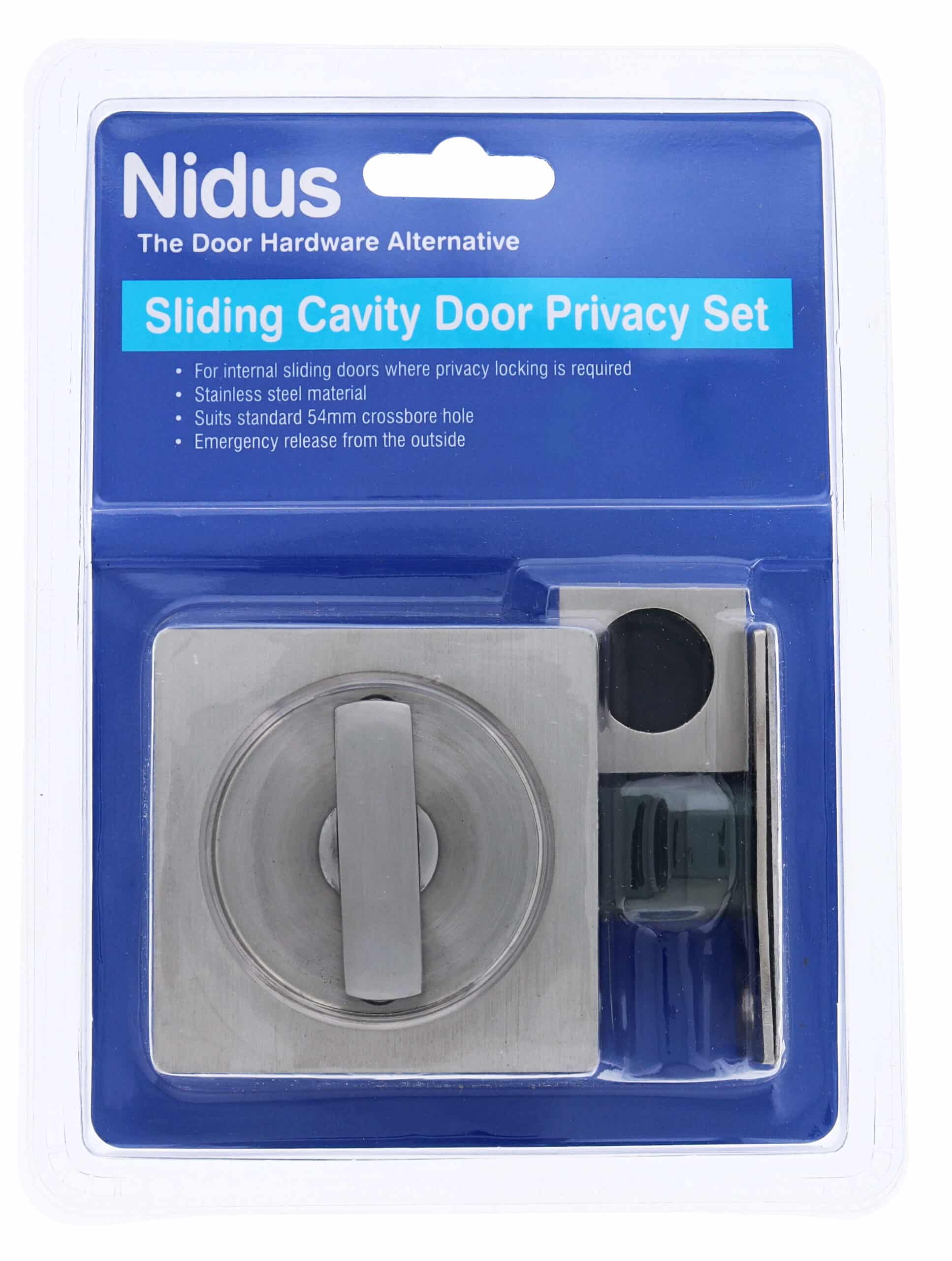 Nidus SCD Cavity Sliding Door Lock Square Privacy - Brushed Stainless (SCD-PRI-SQ-SS) - Image 4