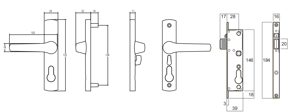 Whitco Tasman MK2 Hinged Security Door Lock Primrose - Less Cylinder (W892119) - Image 2
